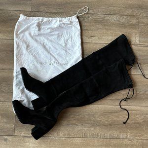 Stuart Weitzman Women's Tieland Suede Over-the-Knee Boots, Black, 9.5